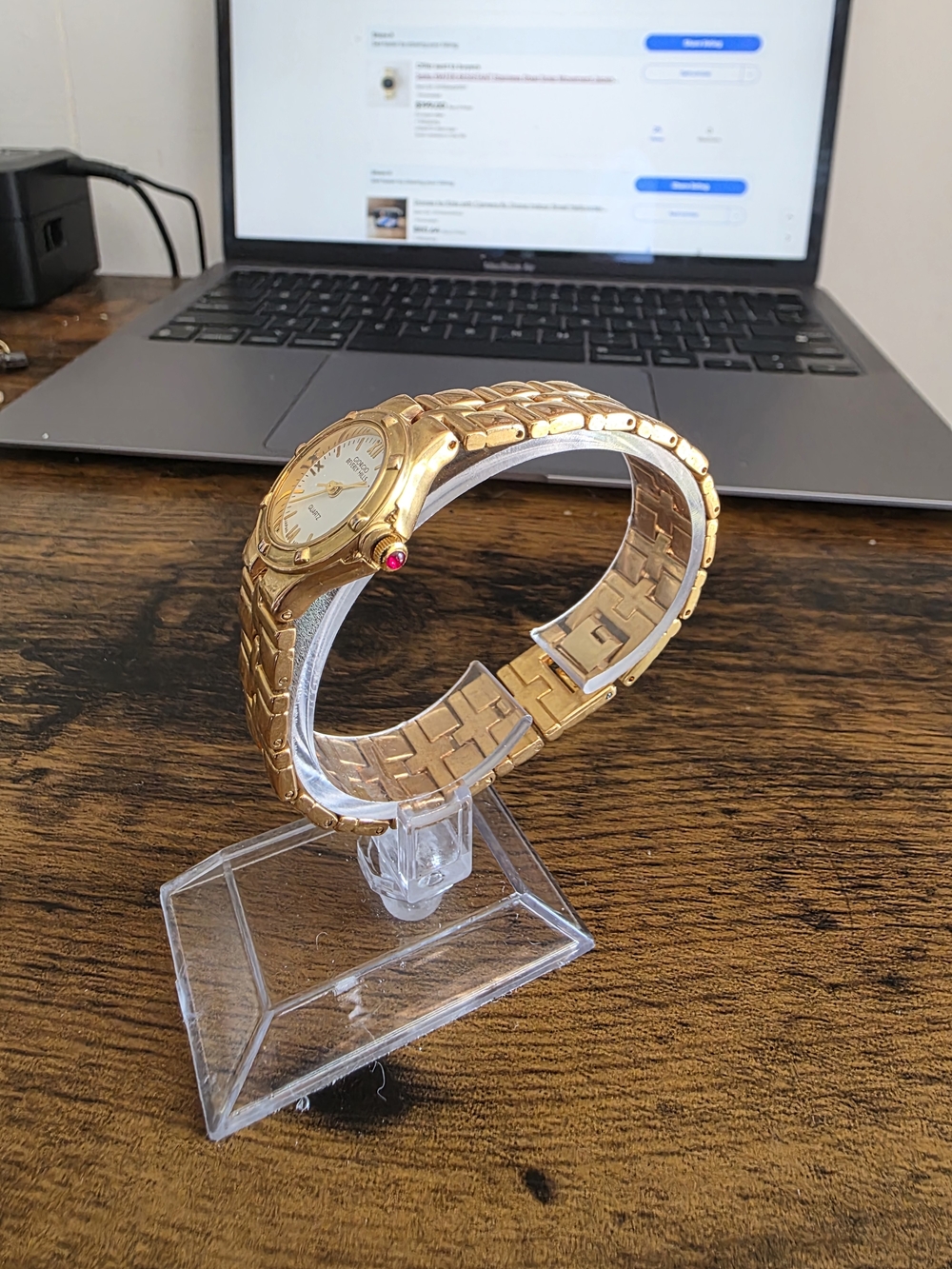 Michele Gold-Tone Bracelet Watch with Ivory Dial - Picture 2 of 5